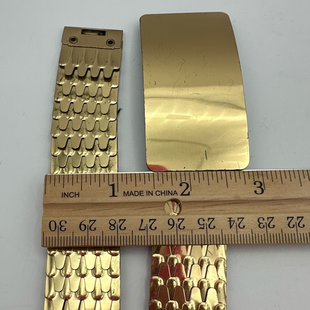 VTG 80s Stretch Gold Waist Cinch Belt OSFM *See Photos for Measurements - Picture 7 of 13